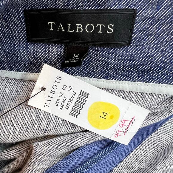 TALBOTS Chambray Blue Linen Blend Midi Skirt Size 14 - Picture 15 of 16
